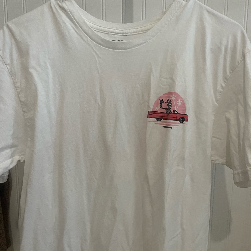 White T-Shirt with Pink Graphic